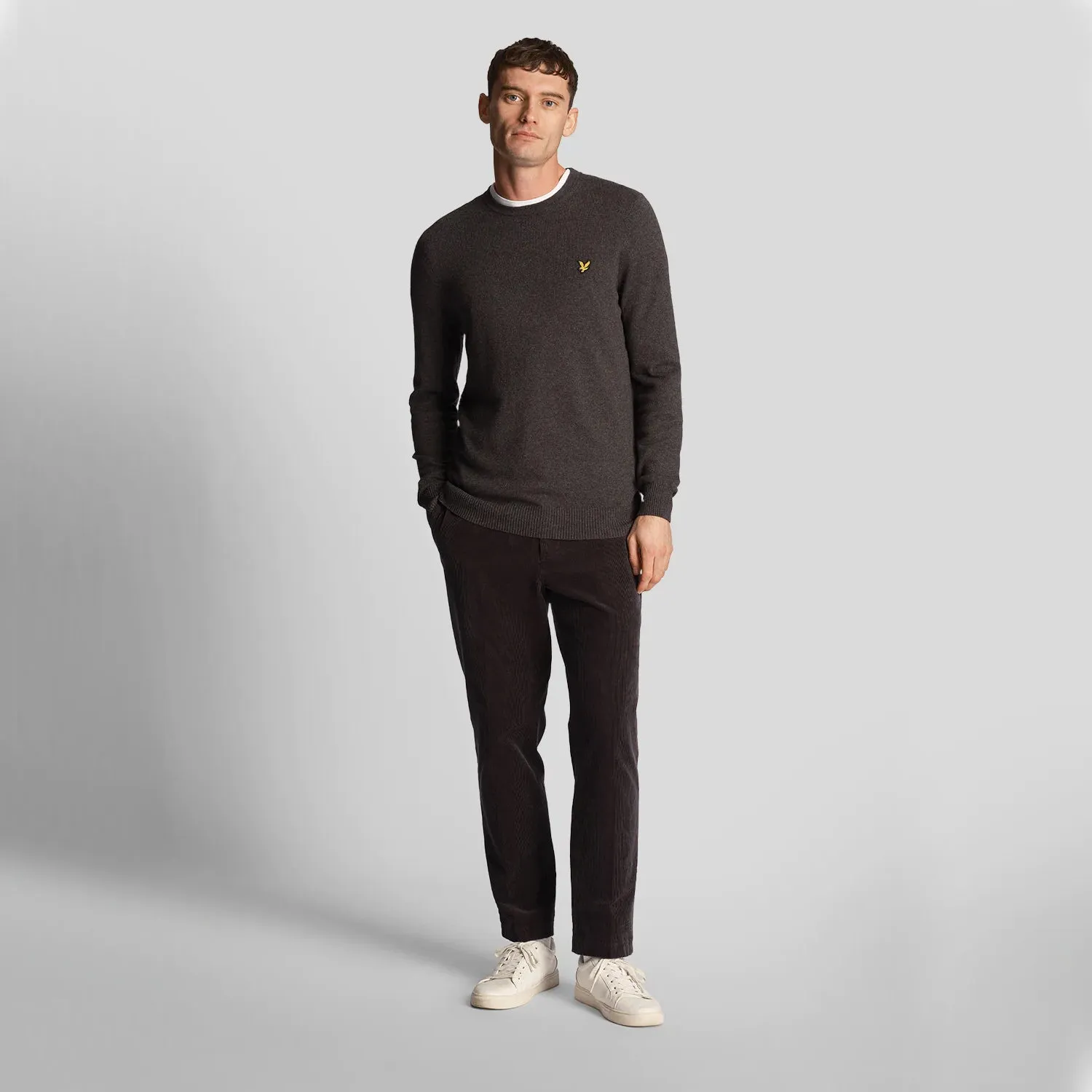 Lyle & Scott Cotton Merino Crew Neck Pullover - Charcoal Marl