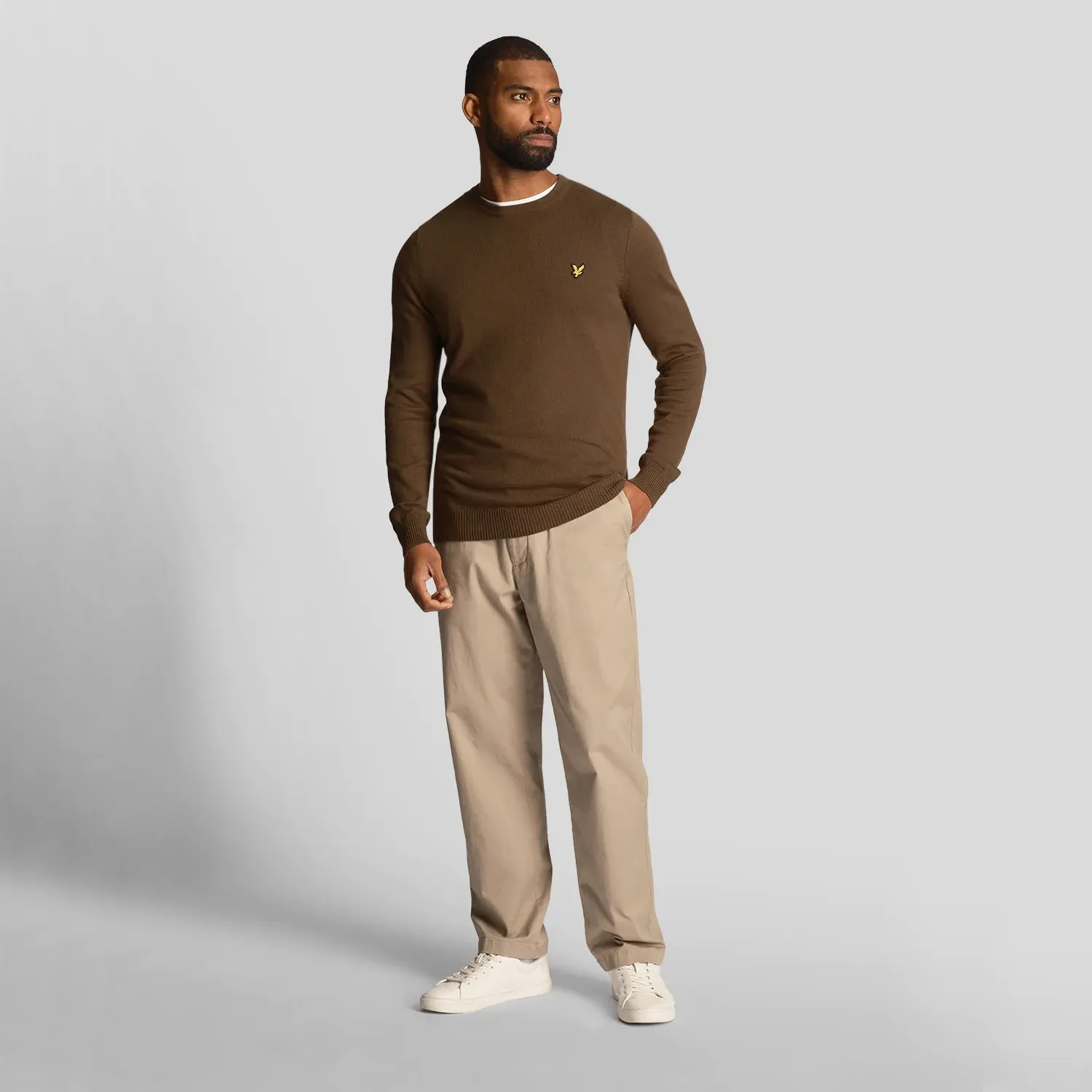 Lyle & Scott Cotton Merino Crew Neck Pullover - Olive