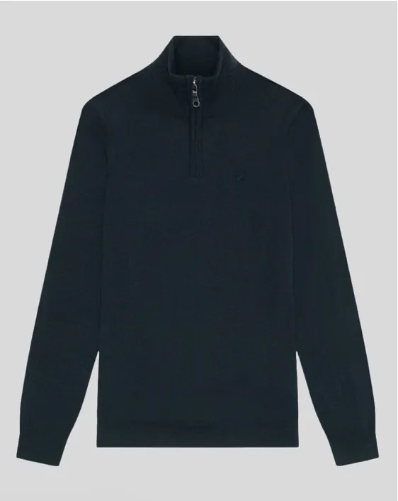 Lyle & Scott® Tonal Eagle Merino 1/4 Zip Jumper/Dark Navy - New AW24