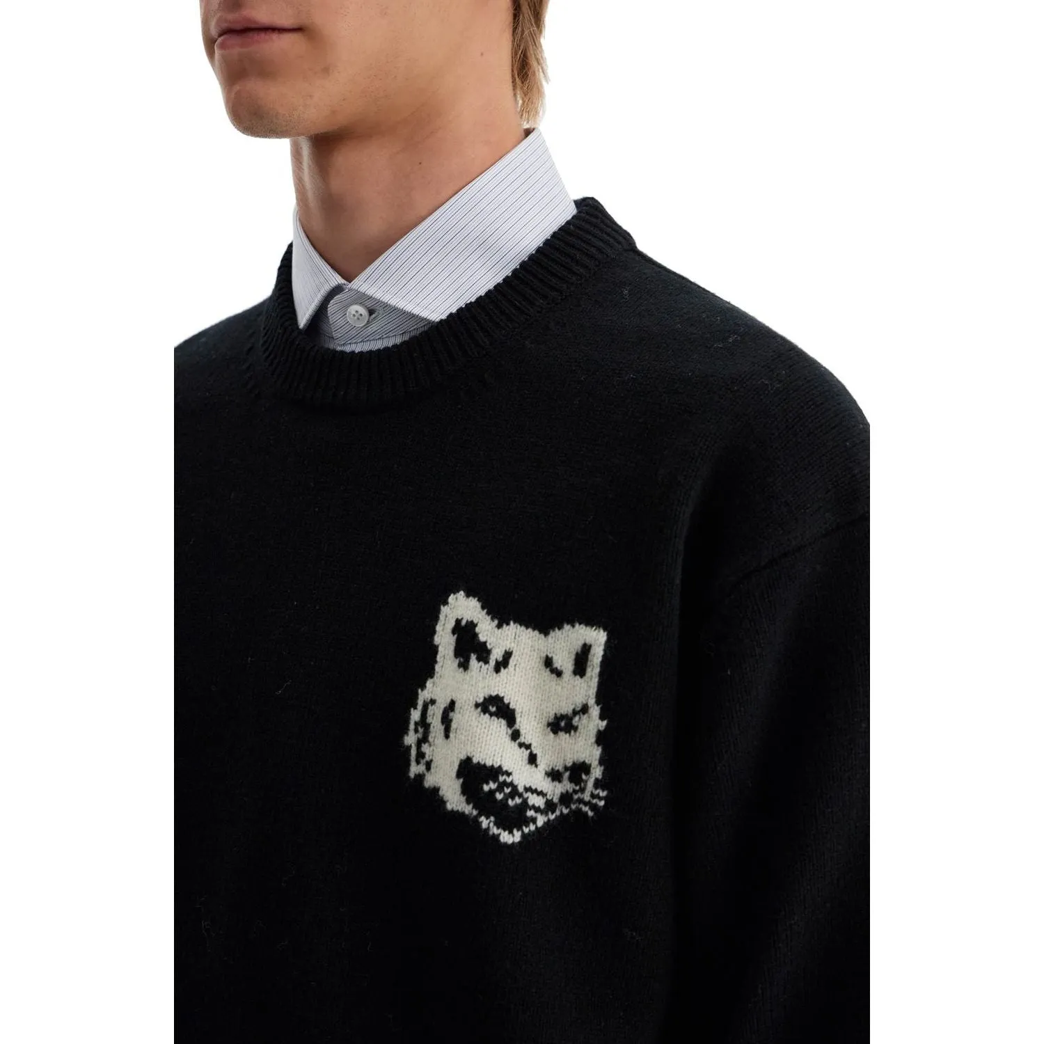 Maison Kitsune fox head wool sweater