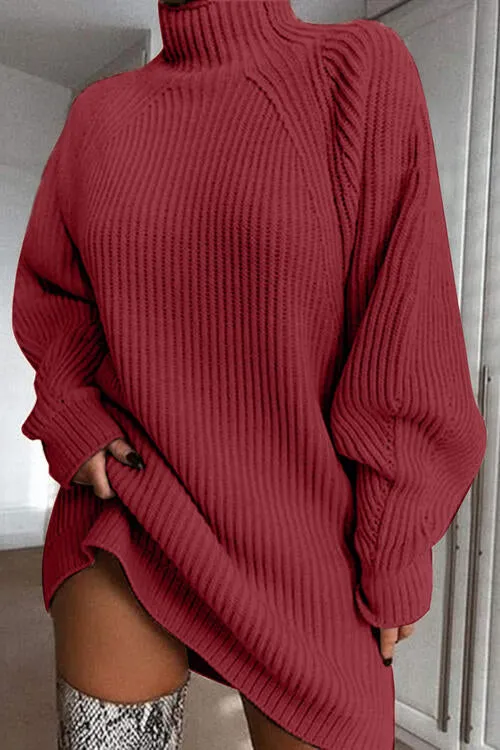 Maria Mock Neck Dropped Shoulder Sweater Dress | 5 Colors