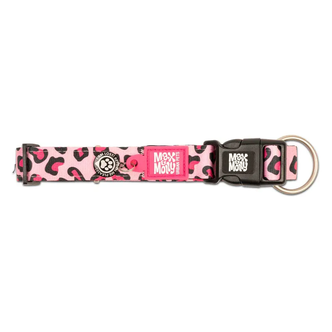 Max & Molly Pink Leopard Smart ID Dog Collar