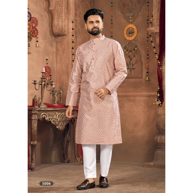 Men Traditional Silk Kurta Pajama Set