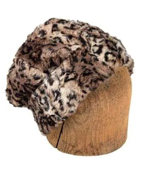 Men's Beanie Hat, Reversible - Luxury Faux Fur in Carpathian Lynx