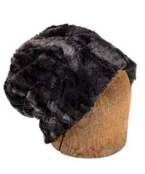 Men's Beanie Hat, Reversible - Luxury Faux Fur in Espresso Bean