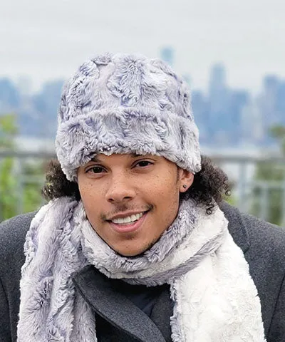 Men's Beanie Hat, Reversible - Luxury Faux Fur in Winter River