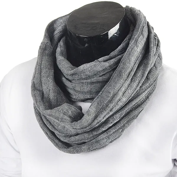 Mens Cable Knit Infinity Scarf for Winter E5041b