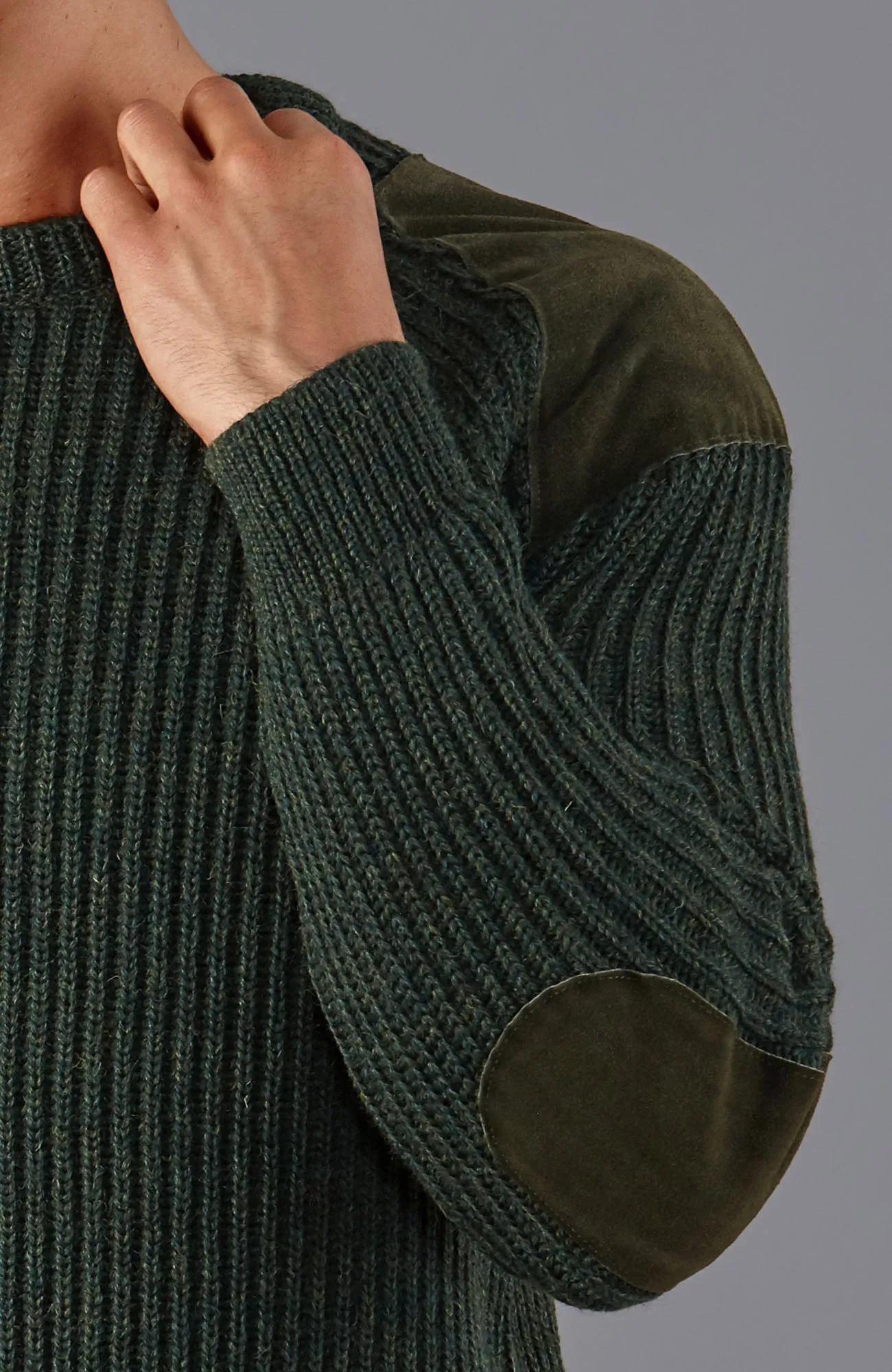 Mens Chunky British Wool Ribbed Shooting Jumper