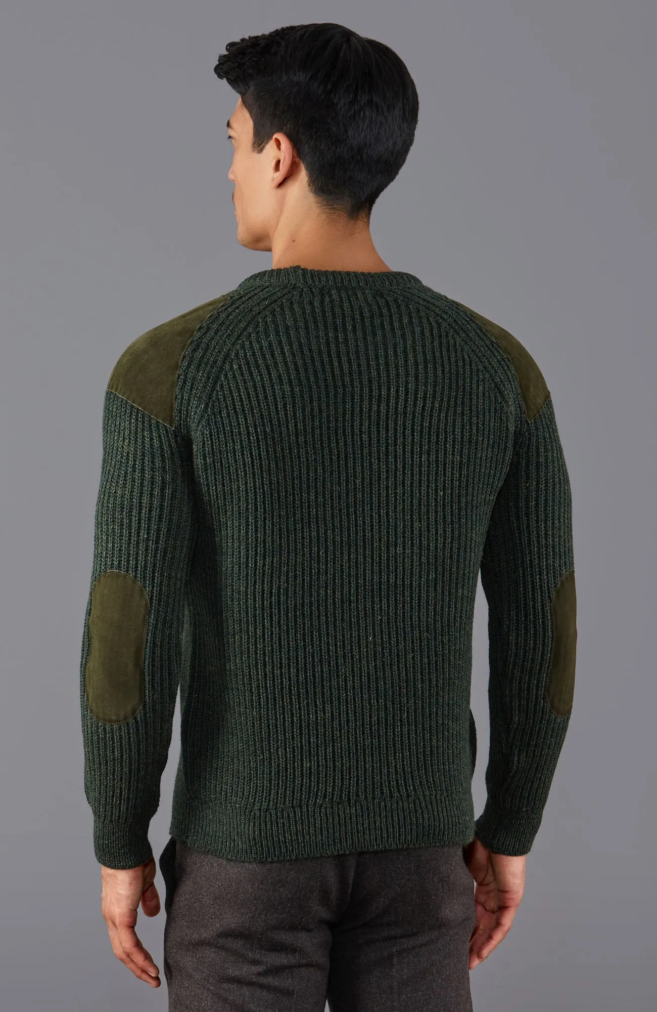 Mens Chunky British Wool Ribbed Shooting Jumper