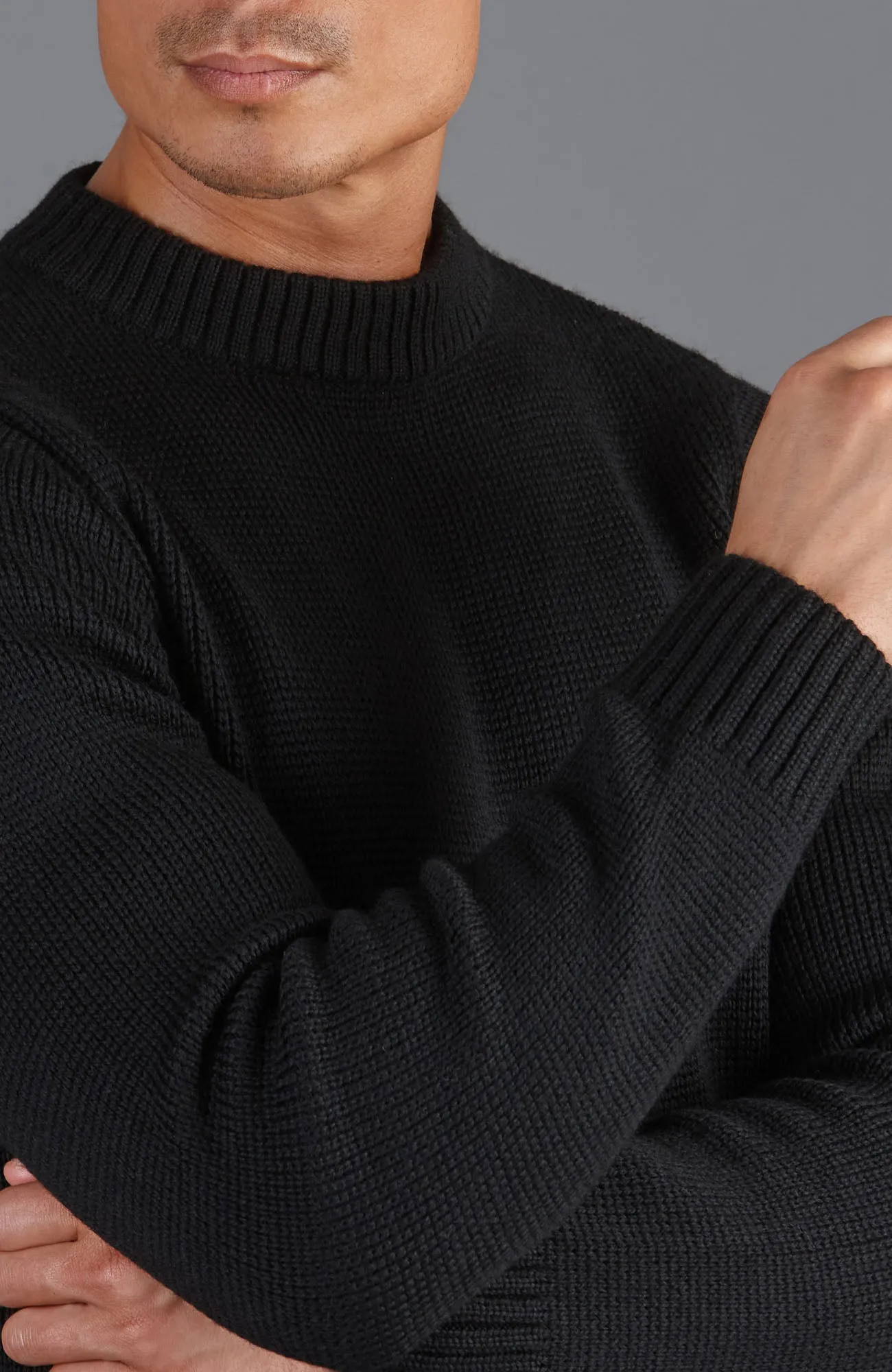 Mens Chunky Merino Wool Crew Neck Jumper