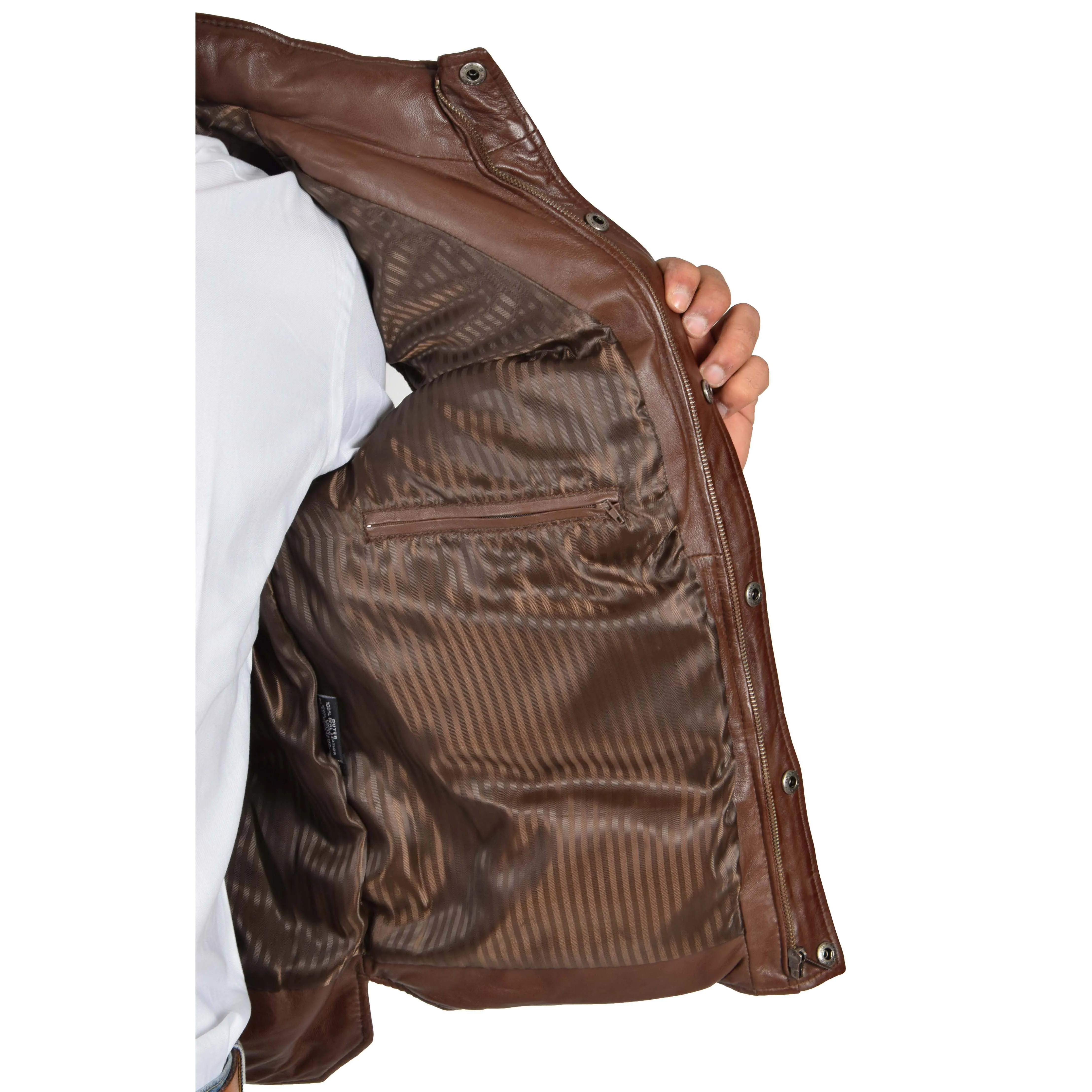 Mens Quilted Leather Waistcoat Body Warmer Gilet Jeff Brown