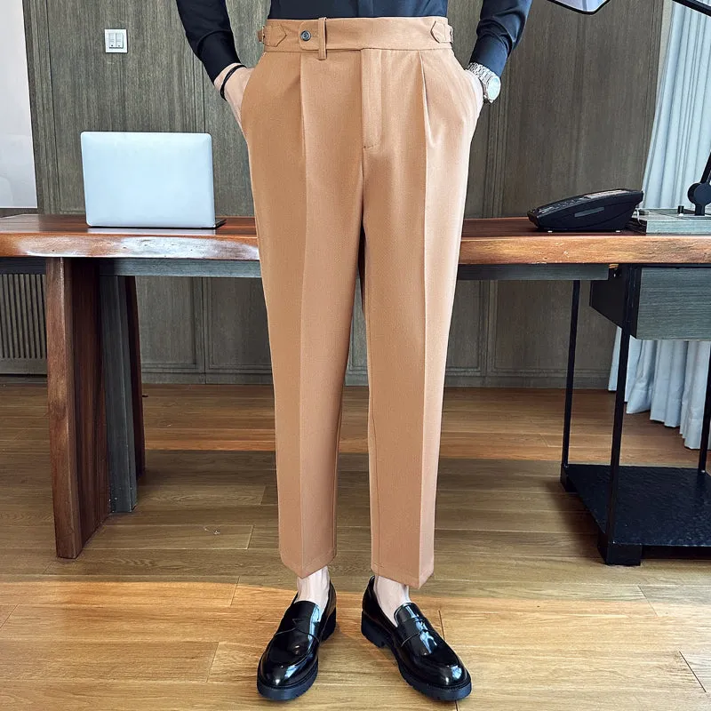 Men's Retro Elegant Slim Fit Dress Pants British Casual Trousers