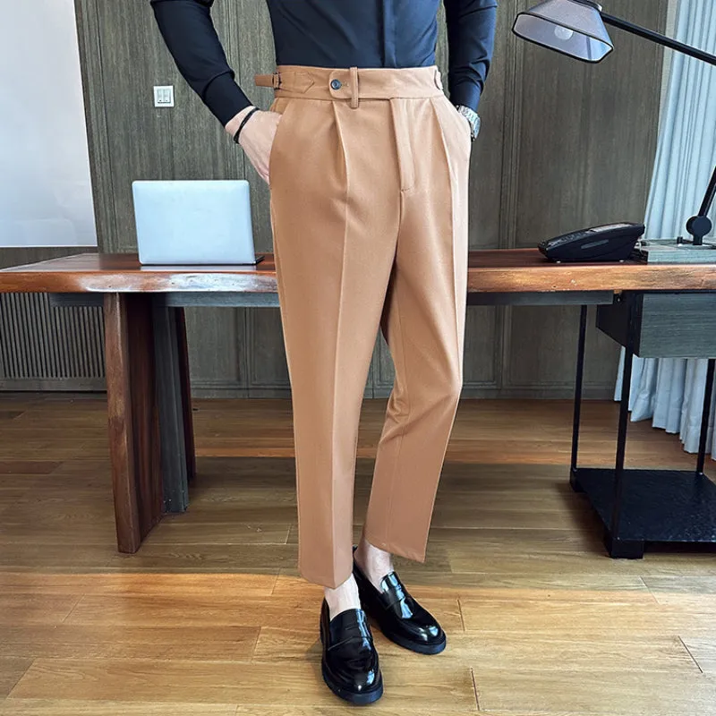 Men's Retro Elegant Slim Fit Dress Pants British Casual Trousers