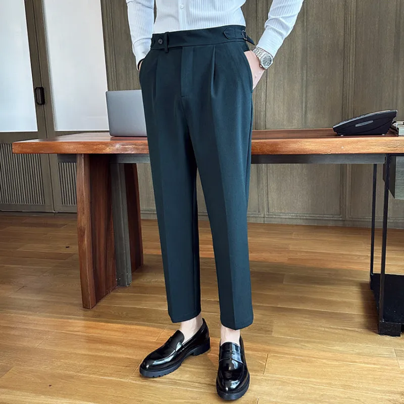 Men's Retro Elegant Slim Fit Dress Pants British Casual Trousers