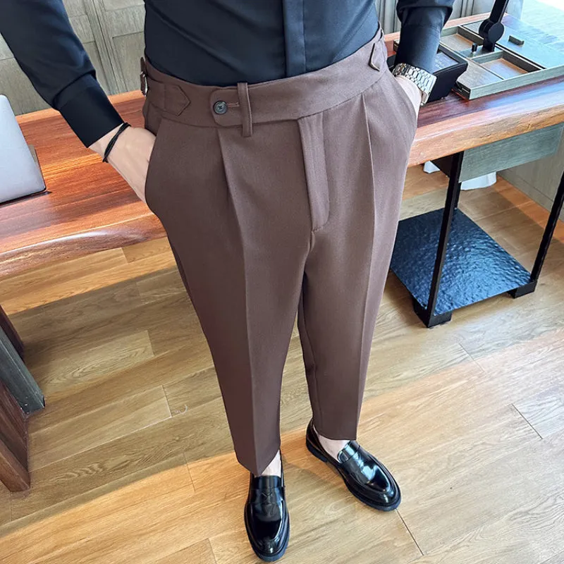 Men's Retro Elegant Slim Fit Dress Pants British Casual Trousers