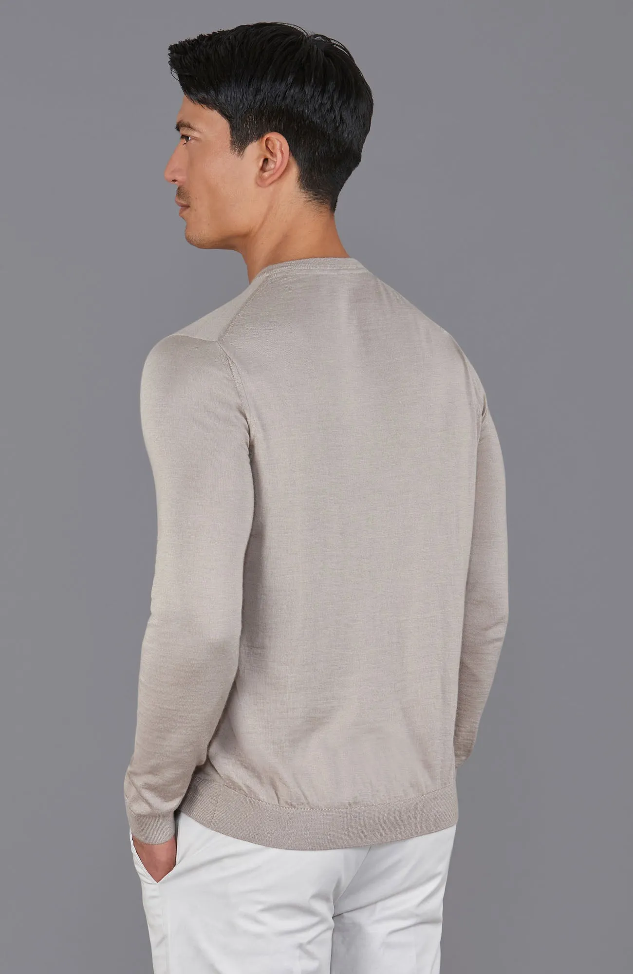 Mens Superfine Merino Silk Crew Neck Jumper