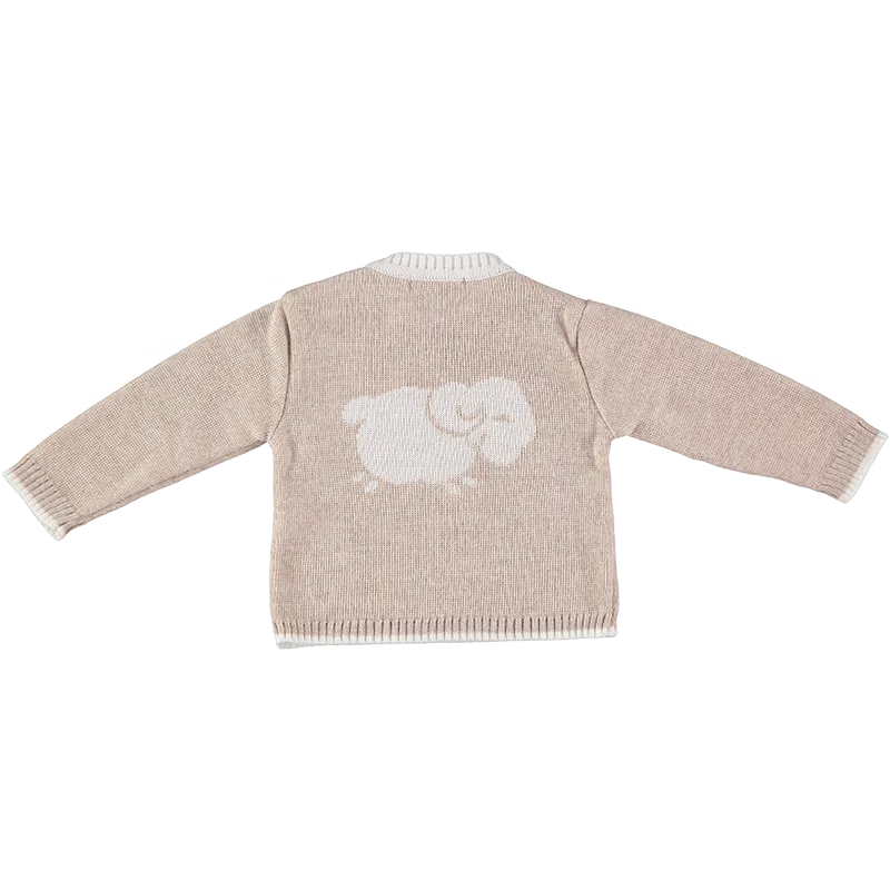 Merino Baby Jumper with Sheep Motif - Oatmeal