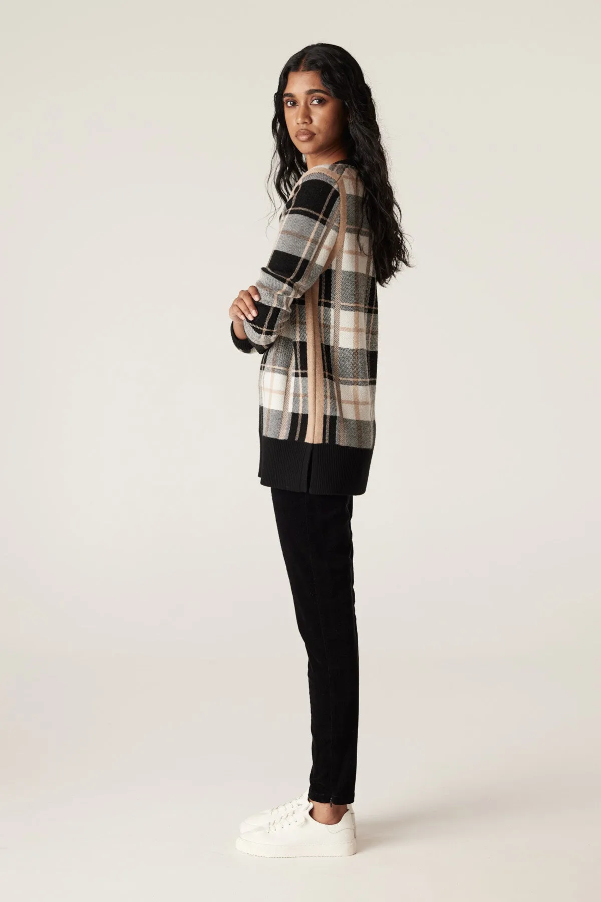 Merino Check Jumper - Camel Check