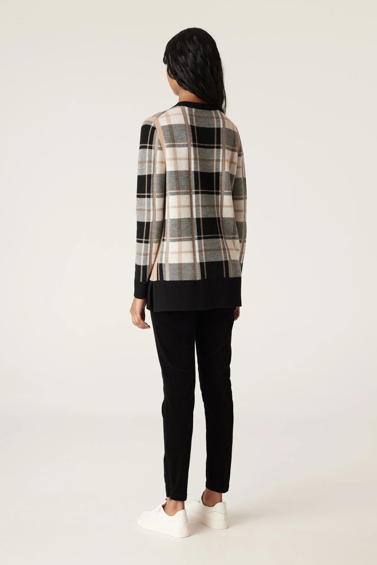 Merino Check Jumper - Camel Check