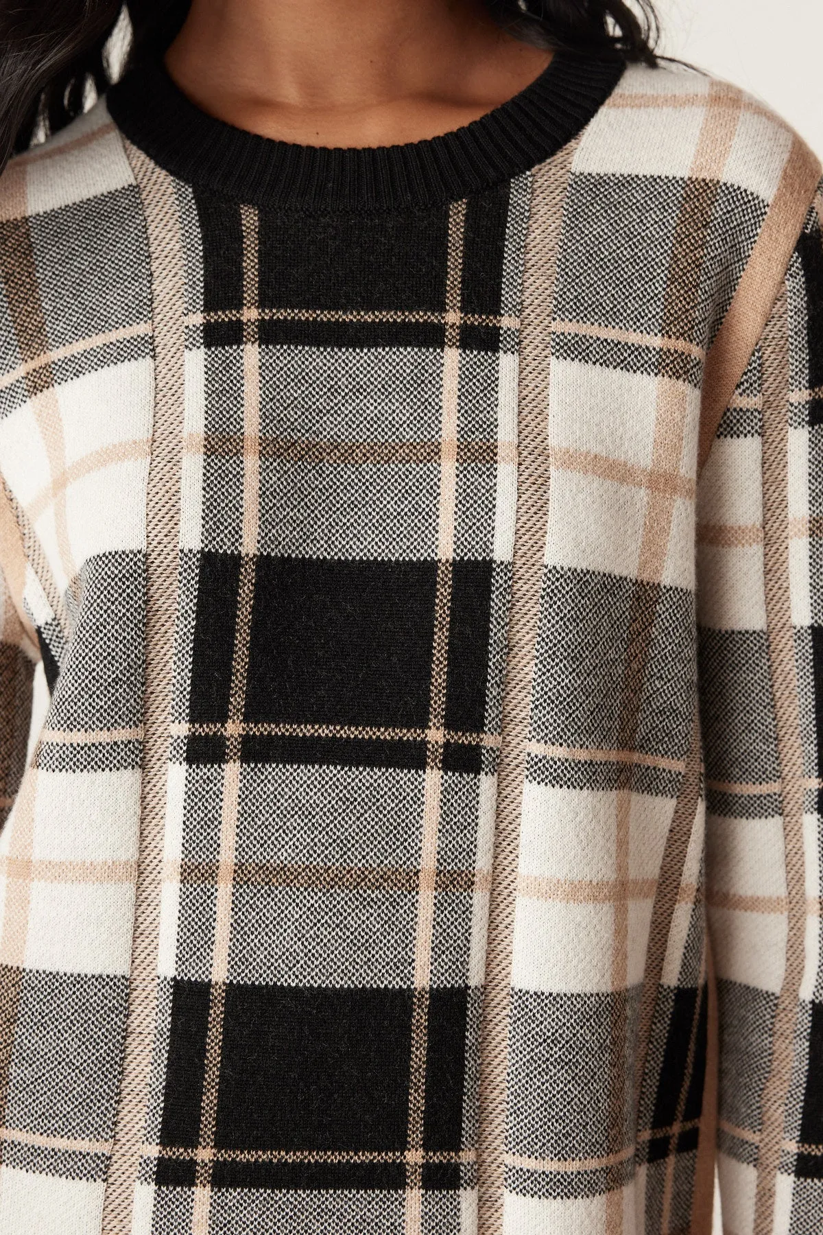 Merino Check Jumper - Camel Check