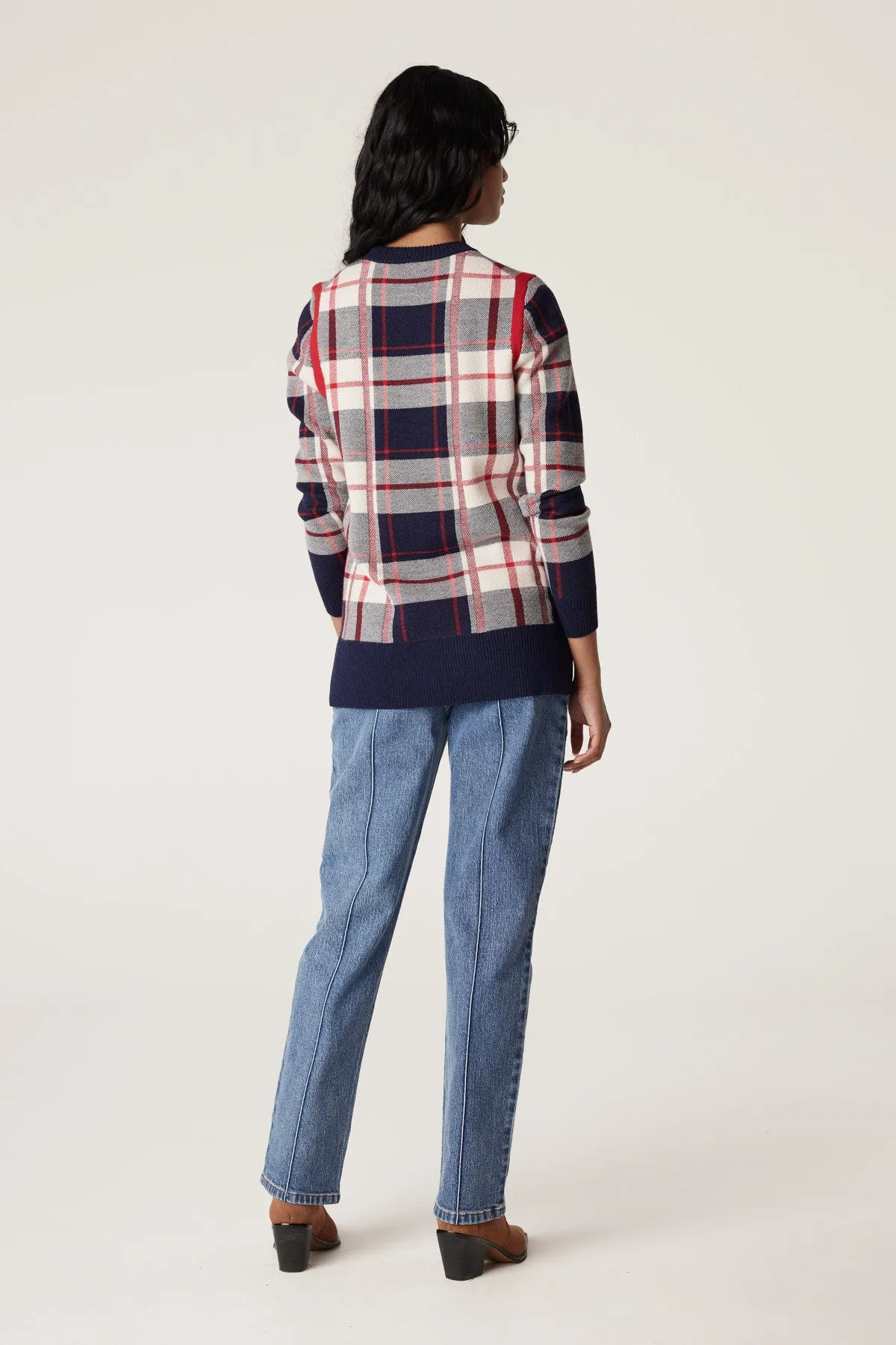 Merino Check Jumper - Red Check