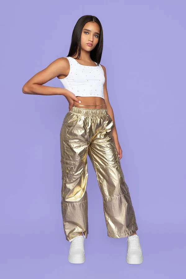 MIA Metallic Cargo Pants in Gold