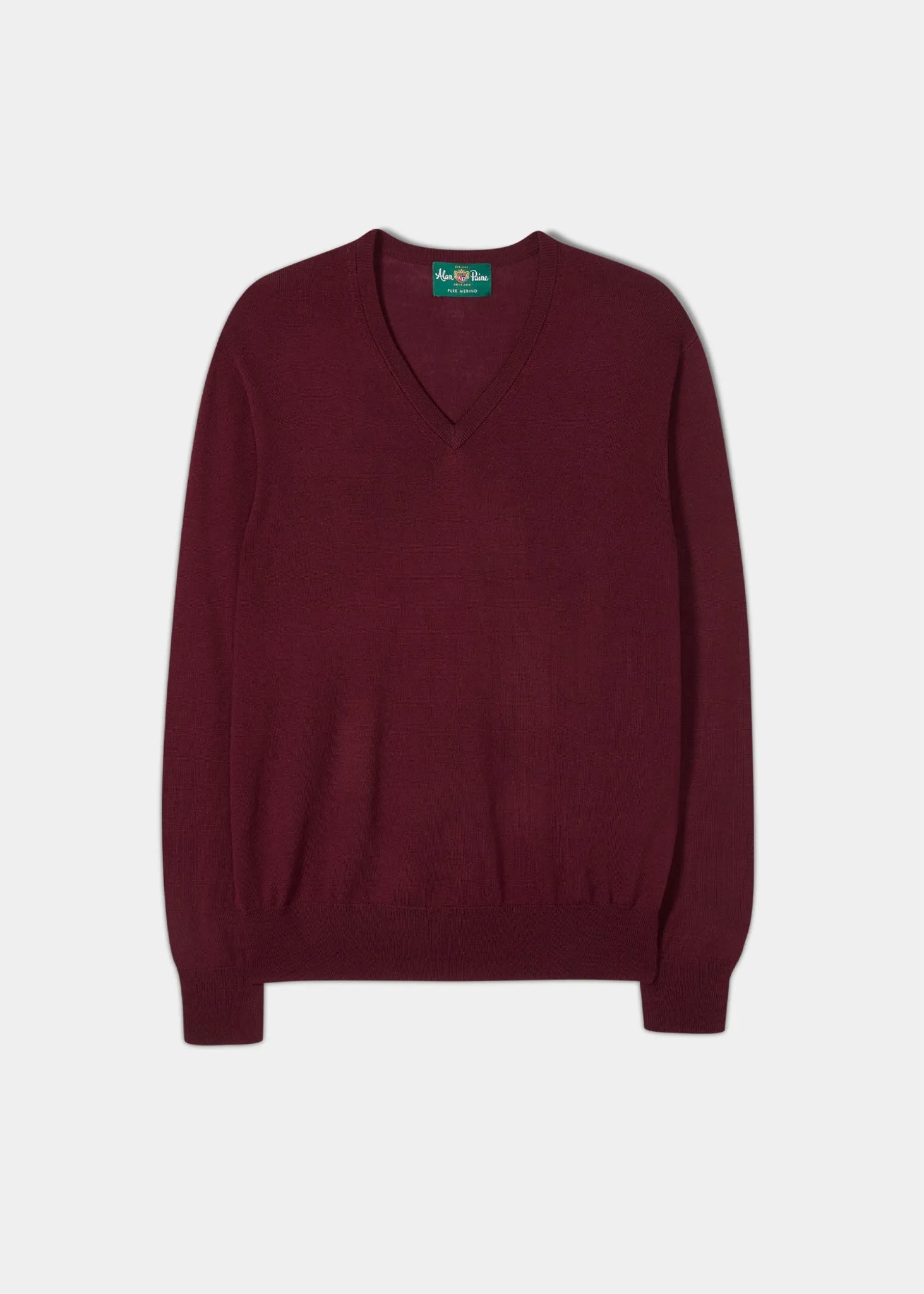 Millbreck Men's Merino Wool Jumper in Bordeaux - Regular Fit