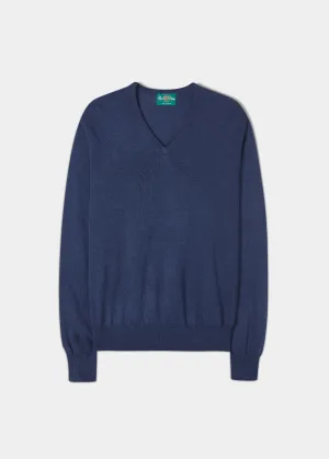 Millbreck Men's Merino Wool Jumper in Indigo - Regular Fit