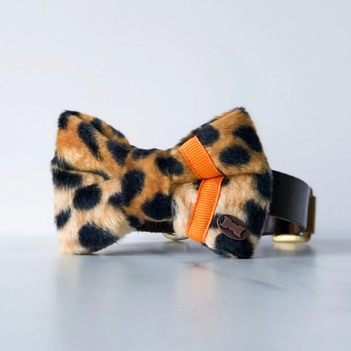 Neon Leopard Dog Bow Tie | Orange