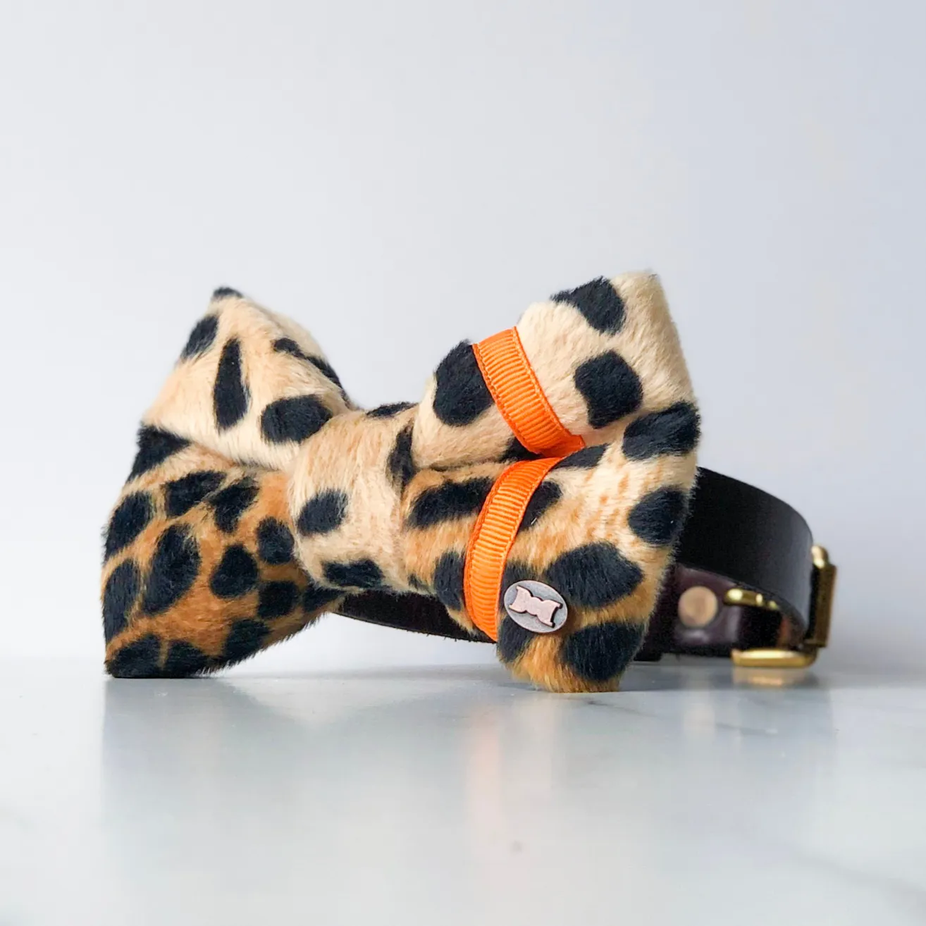 Neon Leopard Dog Bow Tie | Orange