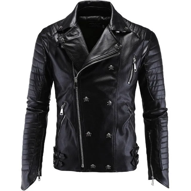 New Brand Jacket Punk Multi Design Style Motorcycle Biker Leather Jacket Men Fashion Skull Leather Coats Male Bomber Jacket 5XL