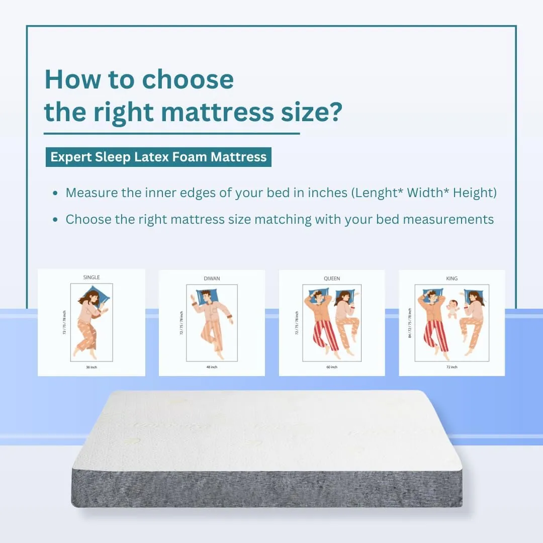 Nityam Interio Expert Sleep Latex Foam Mattress | Orthopedic, Medium-Firm, Dual Layer | Reversible Design | Anti-Microbial, Eco-Friendly | Durable, Supportive | 10-Year Warranty (78X60X8, Queen)