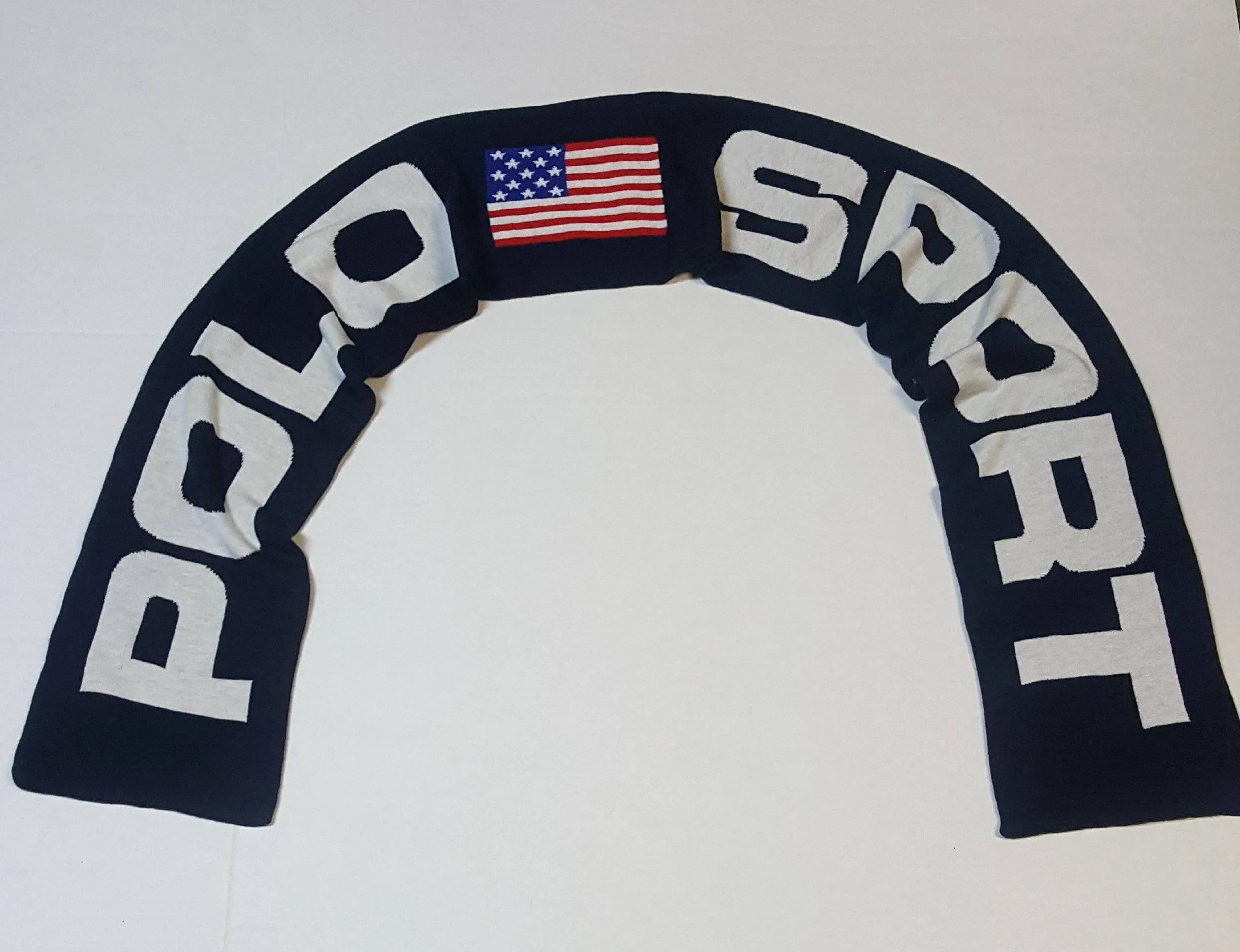 Nwt Polo Ralph Lauren Polo Sport Navy Blue Reversible Spellout Scarf