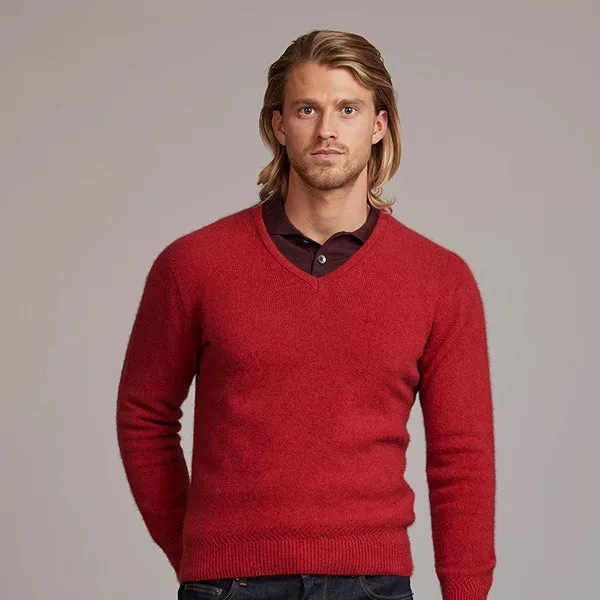 NZ Merino Possum Silk Mens V-neck Sweater