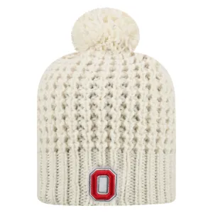 Ohio State Buckeyes TOW Women's Ivory "Slouch" Style Soft Knit Poofball Beanie