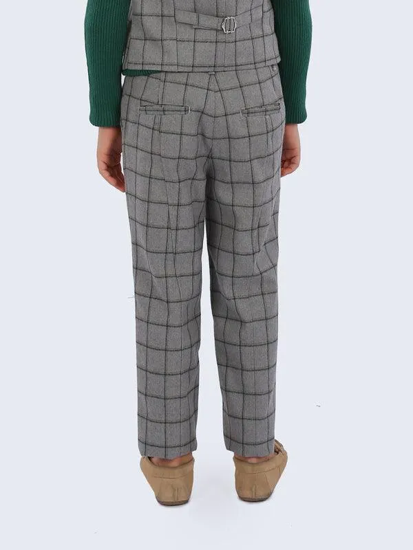 One Friday Grey Checks Solid Trouser