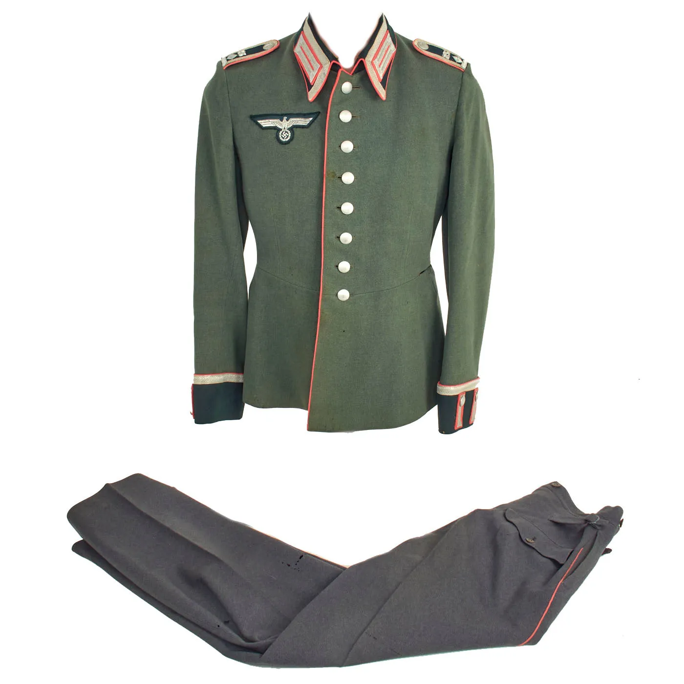 Original German WWII 25th Panzer Regiment Feldwebel's M35 Waffenrock Dress Tunic Uniform with Pants