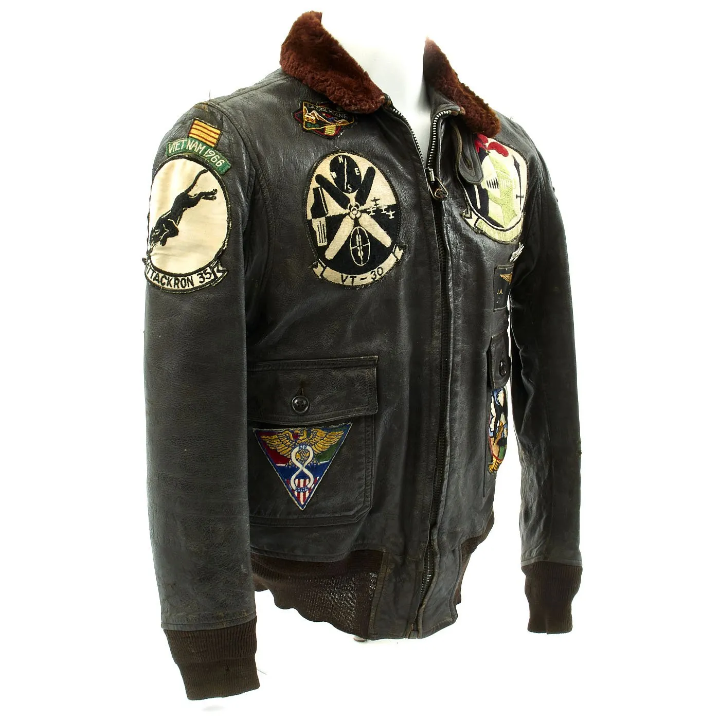 Original U.S. Vietnam War Named USN Attack Squadron Fighter Pilot Patched Flight G-1 Jacket