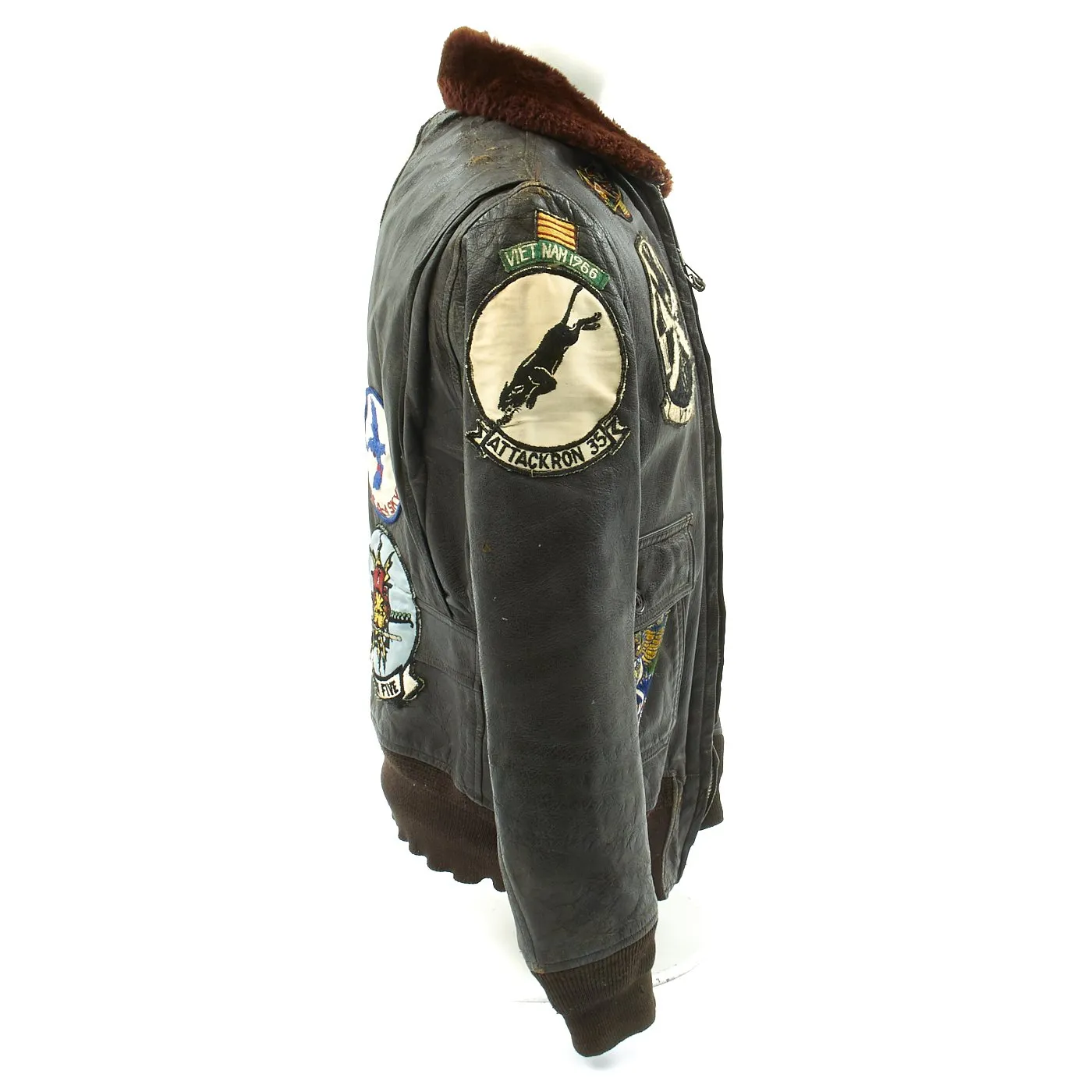 Original U.S. Vietnam War Named USN Attack Squadron Fighter Pilot Patched Flight G-1 Jacket