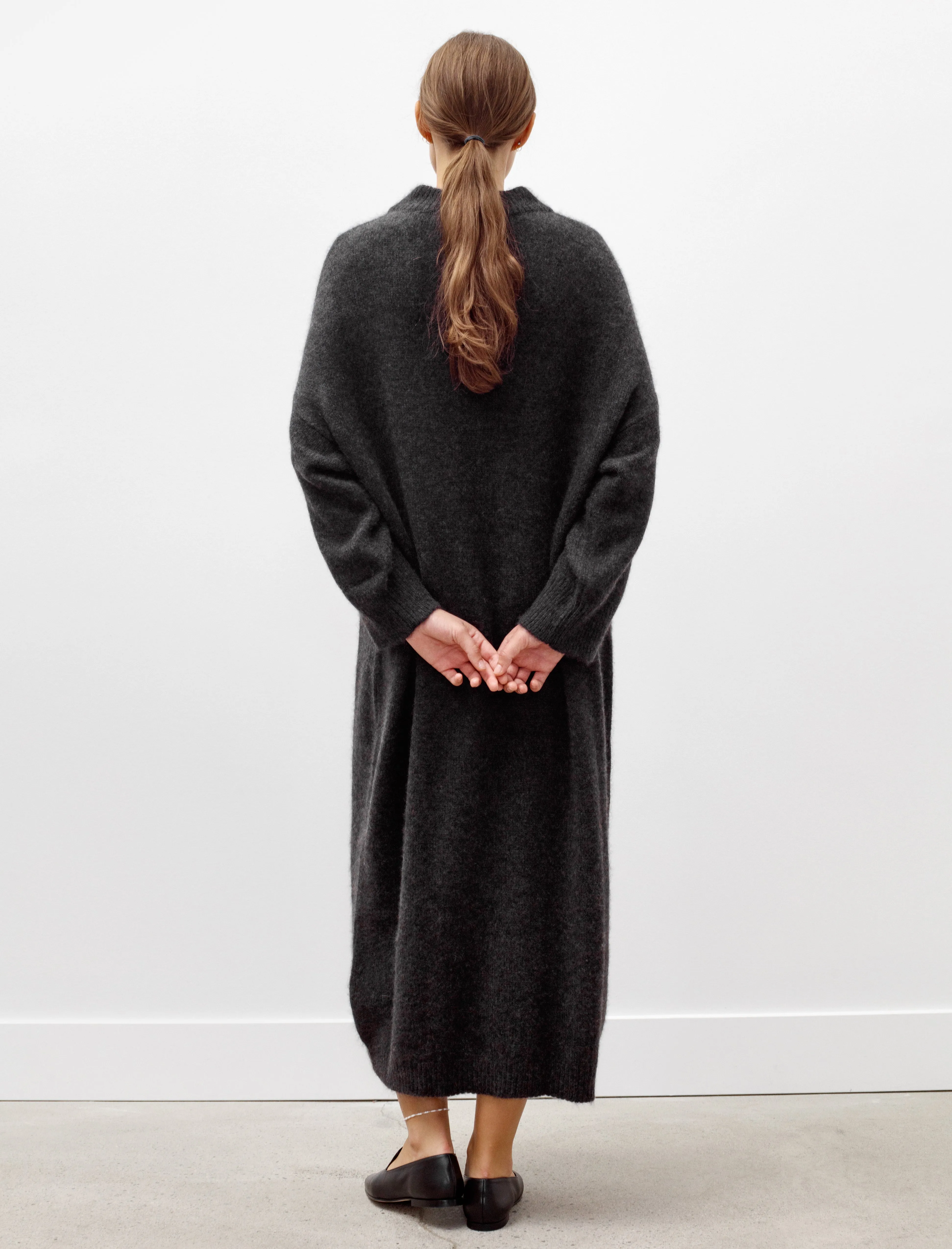 Oversized Roundneck Cashmere/Silk Dress Charcoal