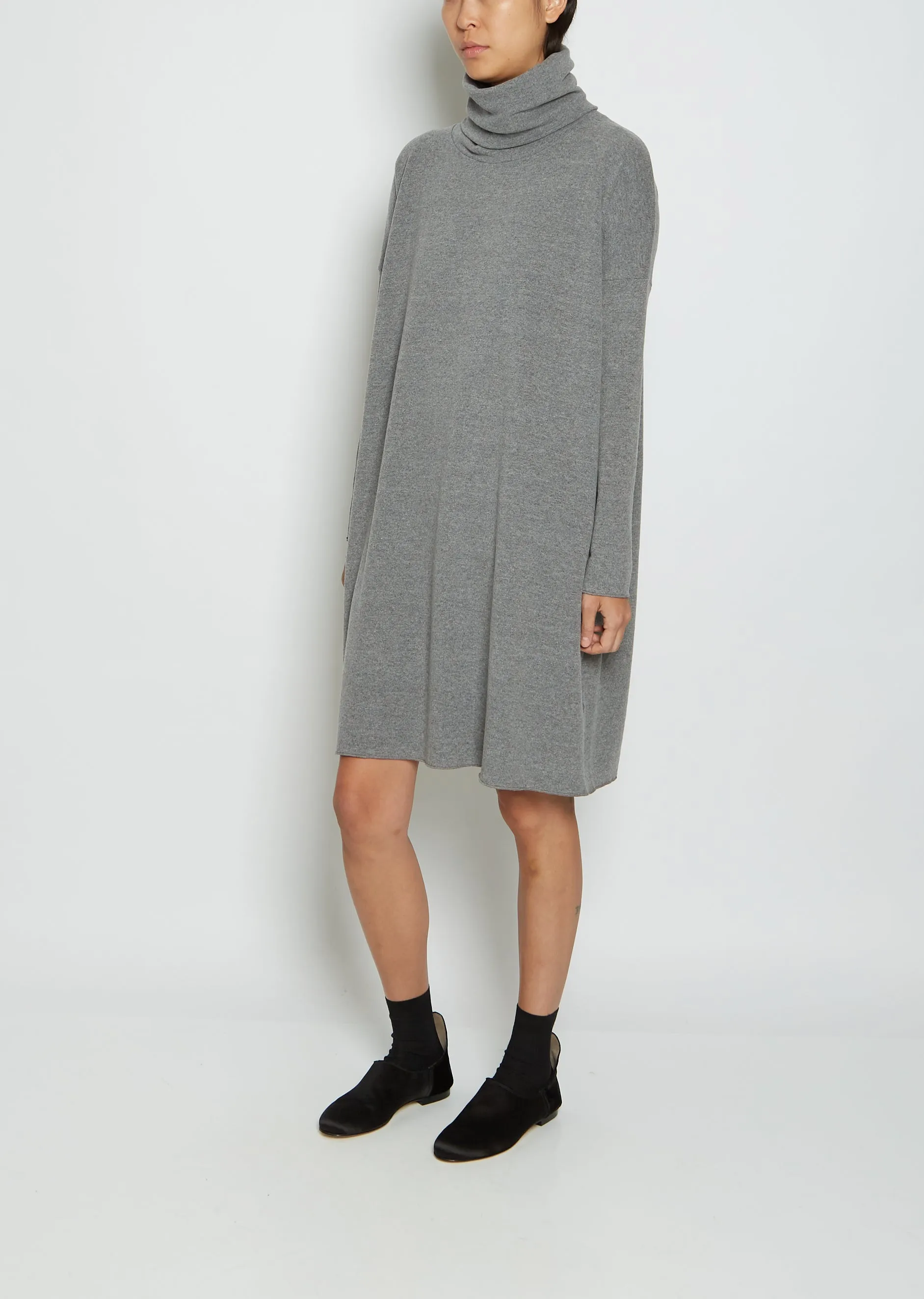 Oversized Turtleneck Cotton Acrylic Dress JP