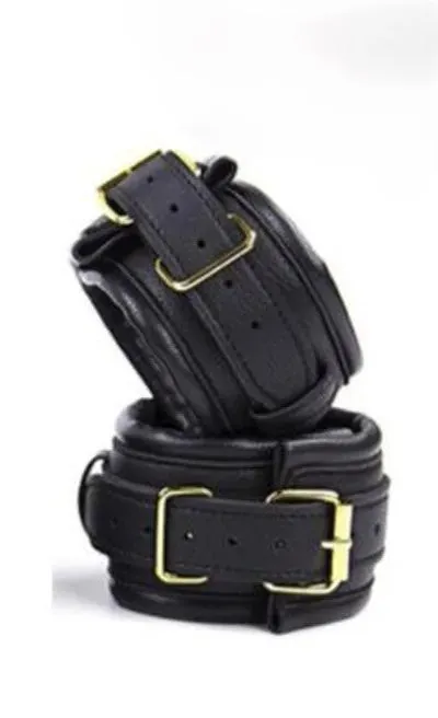 Padded Wrist Restraints with Gold - One Size (Black)