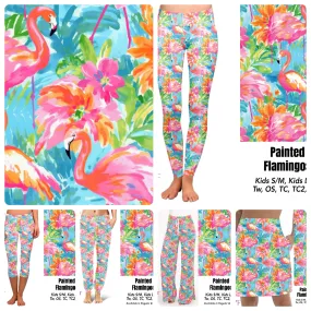 Painted flamingo leggings and capris with pockets