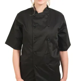 Pegasus Chefwear Black Short Sleeve Executive Chef Jacket with Removable Buttons