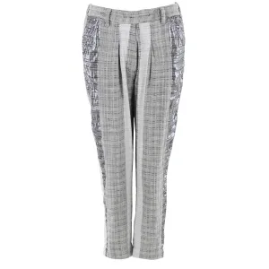 Pegged Trouser - Grey Metallic with Elastic Waist