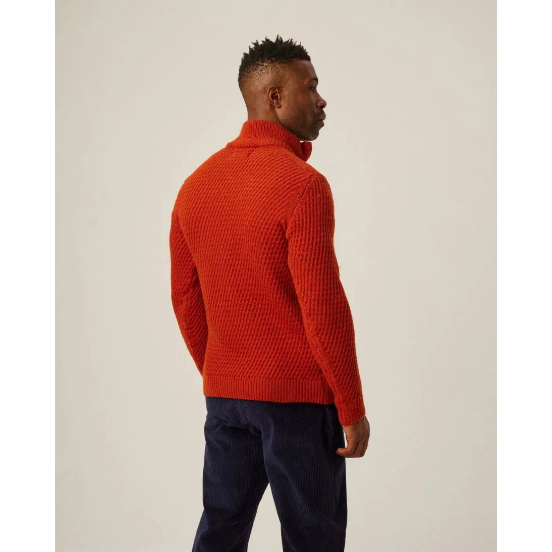 Peregrine Birchall Quarter Zip Jumper Orange Made in England WJ71101