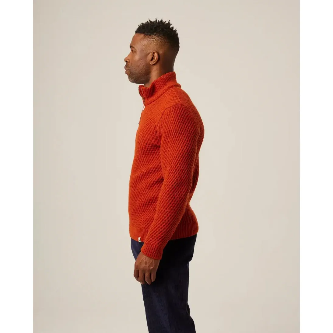 Peregrine Birchall Quarter Zip Jumper Orange Made in England WJ71101