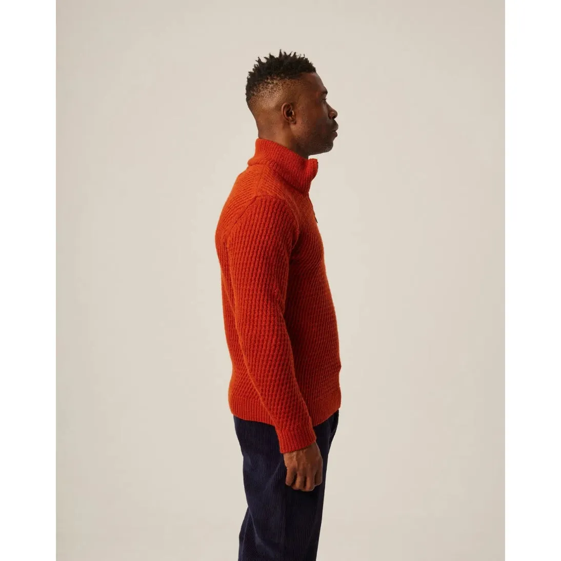 Peregrine Birchall Quarter Zip Jumper Orange Made in England WJ71101