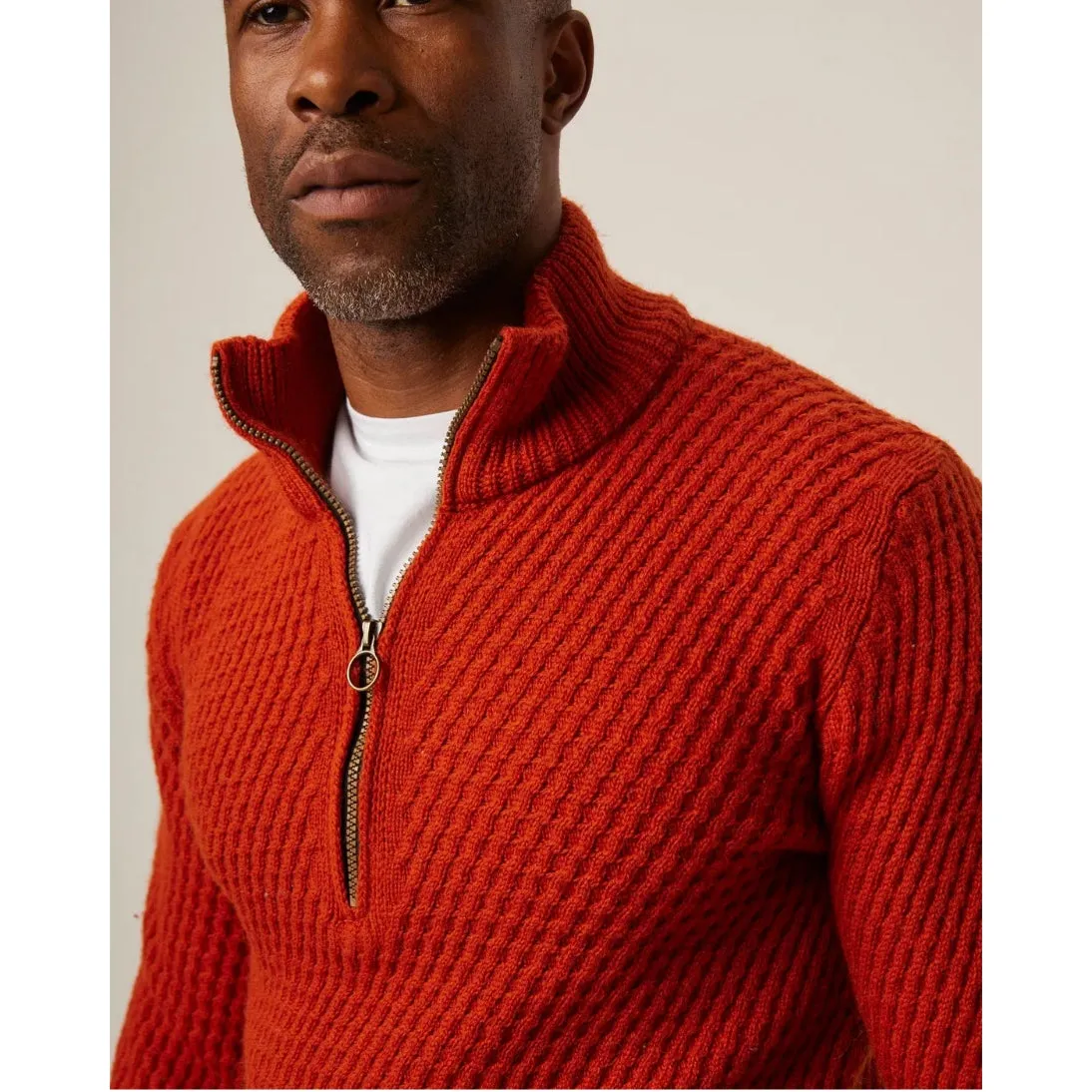 Peregrine Birchall Quarter Zip Jumper Orange Made in England WJ71101