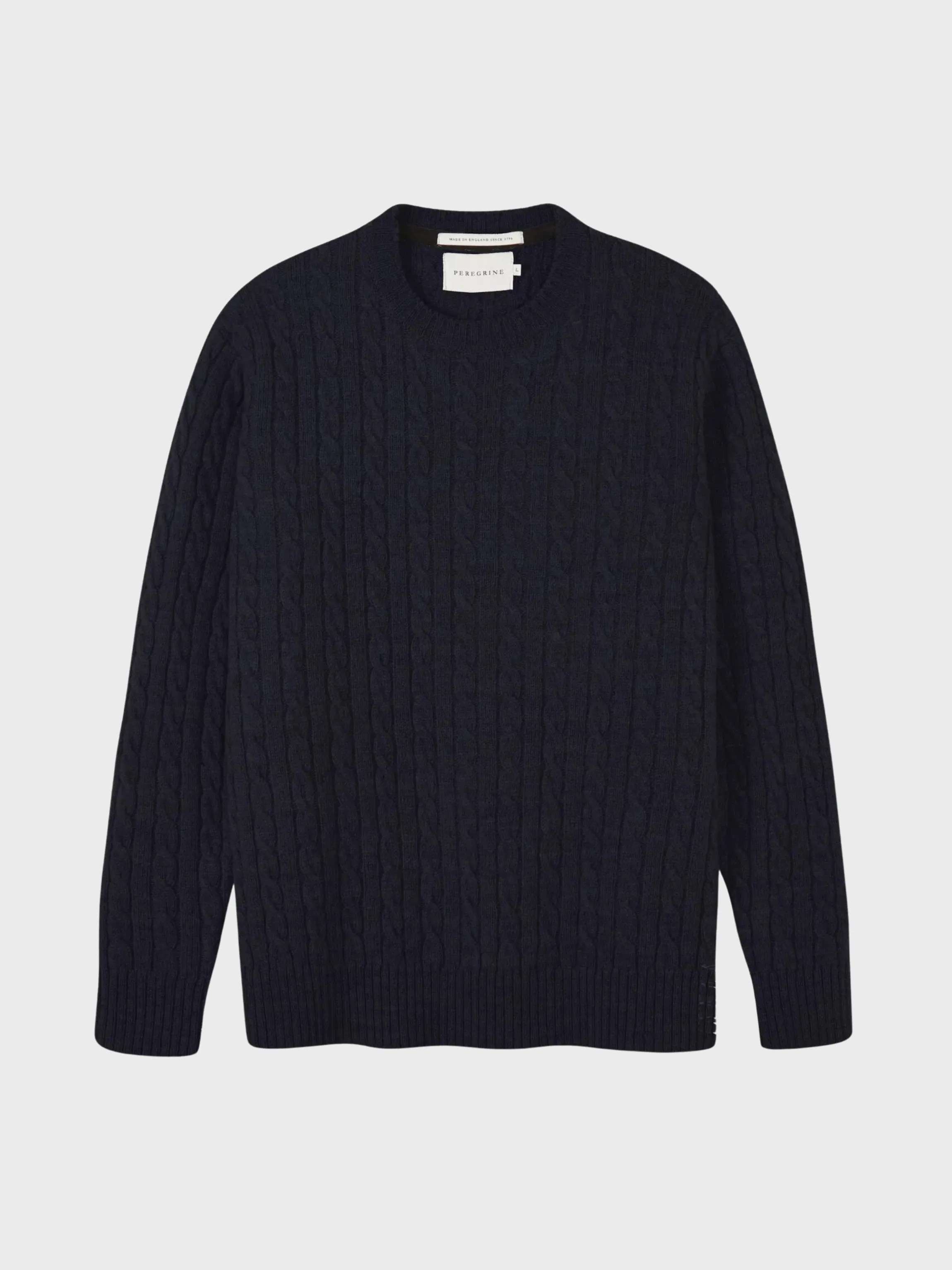 Peregrine Sweater Makers Stitch Cable Crew Jumper Navy